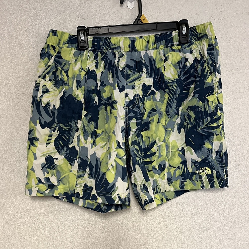 The North Face Shorts Mens Large Class V Pull-On Green Tropical Camo Printed EUC